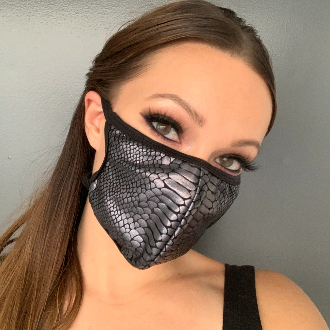 Snake Print Face Mask , RC-M114-BS-O/S, Color, Black Snake, Size, One Size