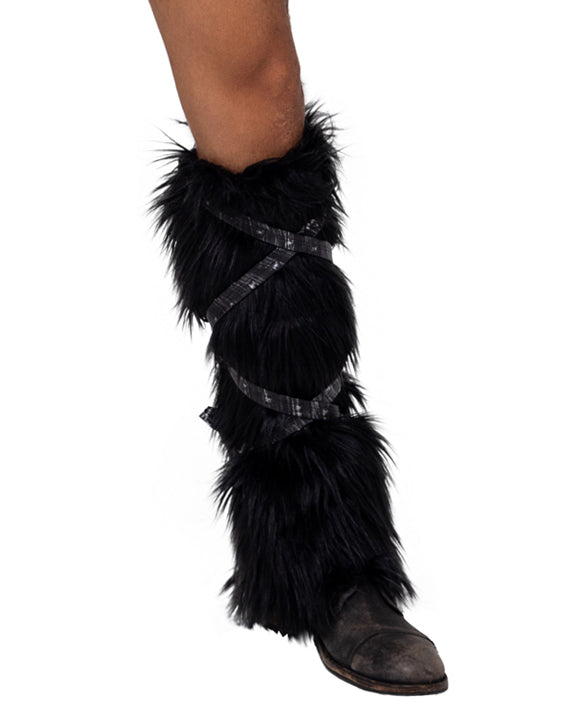  Pair of Black Faux Fur Leg Warmers, RC-6170-Blk-O/S, Color, Black, Size, One Size