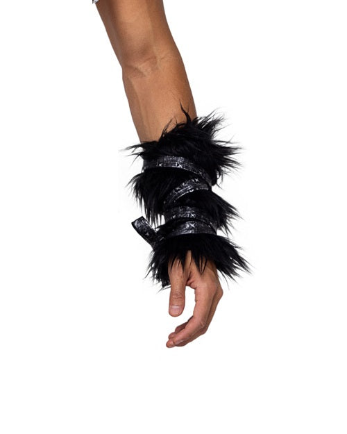  Pair of Black Faux Fur Cuffs, RC-6171-Blk-O/S, Color, Black, Size, One Size