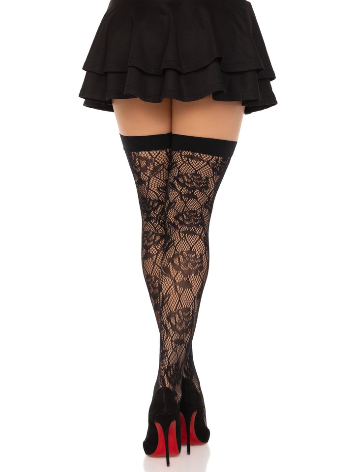 Wild Rose Net Thigh Highs