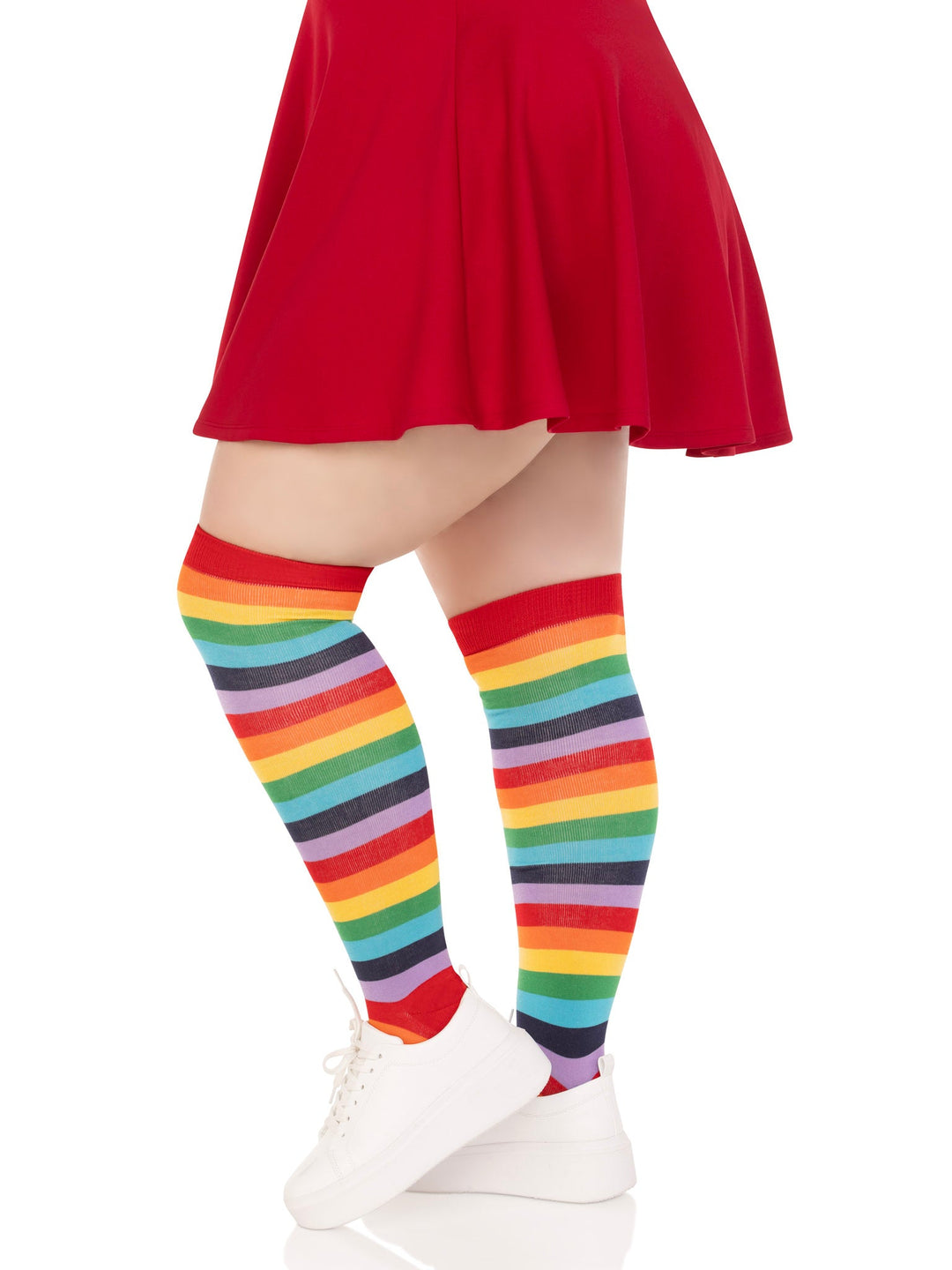 Cherry Plus Rainbow Thigh High Socks