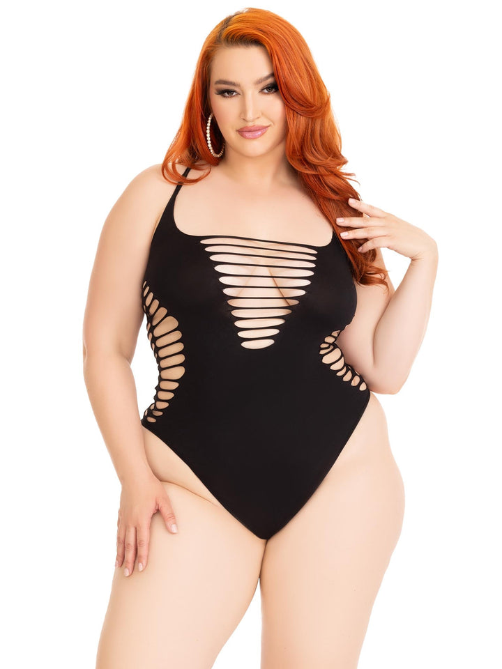 color_black | Leg Avenue Reckless Behavior Plus Bodysuit