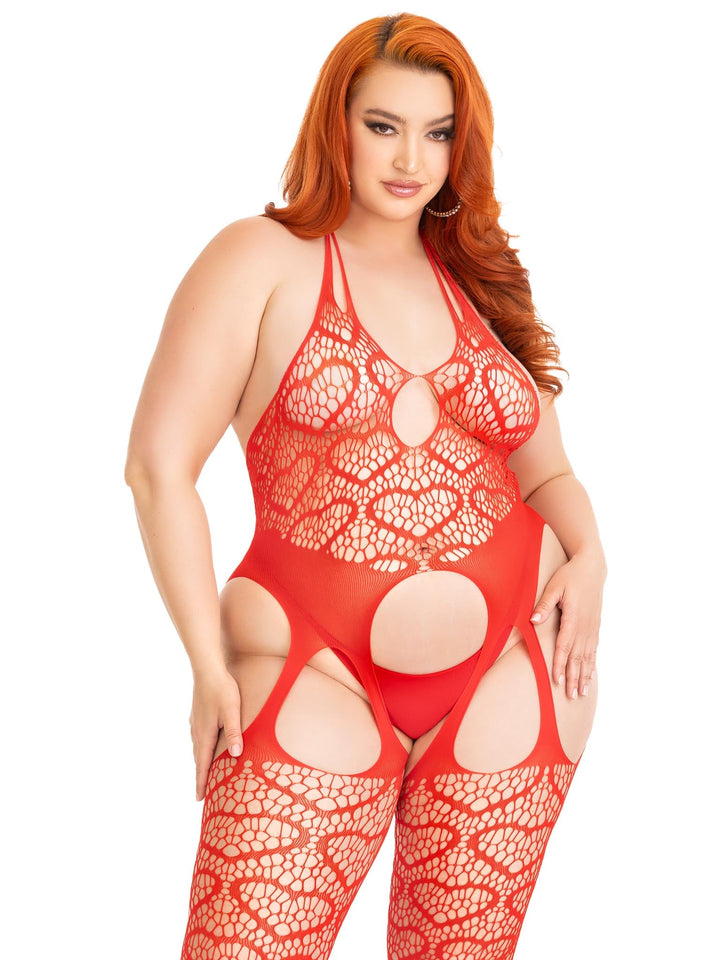 Color_Red | Leg Avenue Heart Plus Net Bodystocking