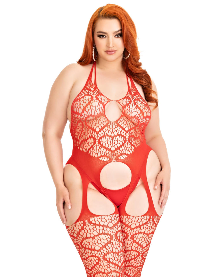 Love Hangover Heart Plus Net Bodystocking