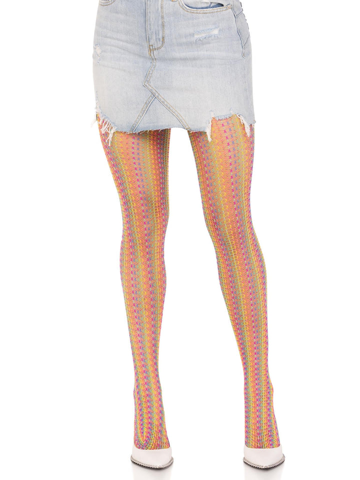 Leg Avenue Woven Rainbow Net Tights