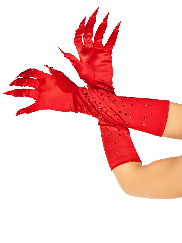 color_red | Leg Avenue Rhinestone Devil Claw Gloves