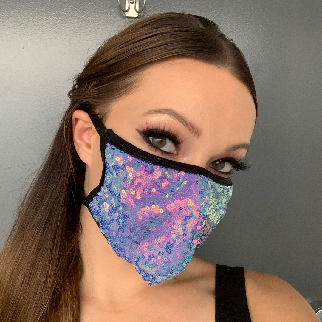 Sequin Face Mask, RC-M112-BB-O/S, Color, Baby Blue, Size, One Size