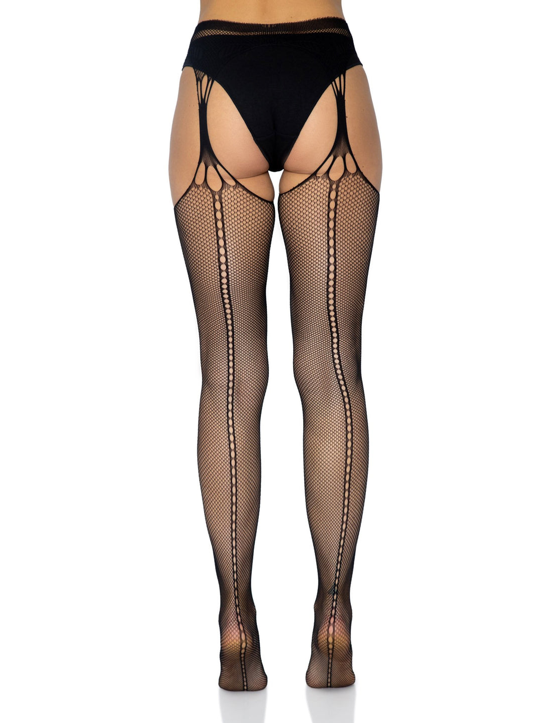 Fishnet Suspender Stockings with Cut-Out Scale Detail