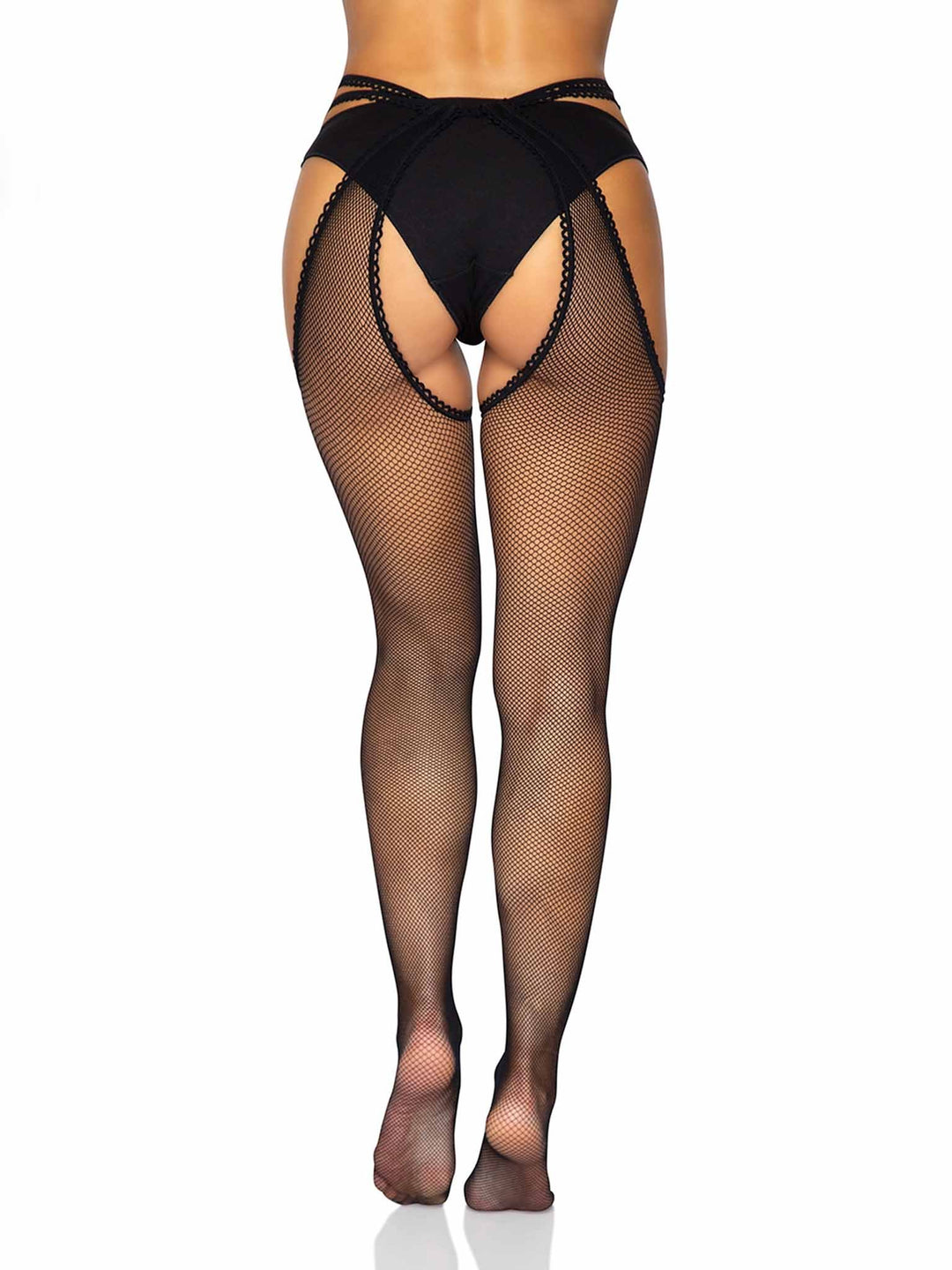 Strappy Waist and Hip Suspender Pantyhose with Scallop Trim