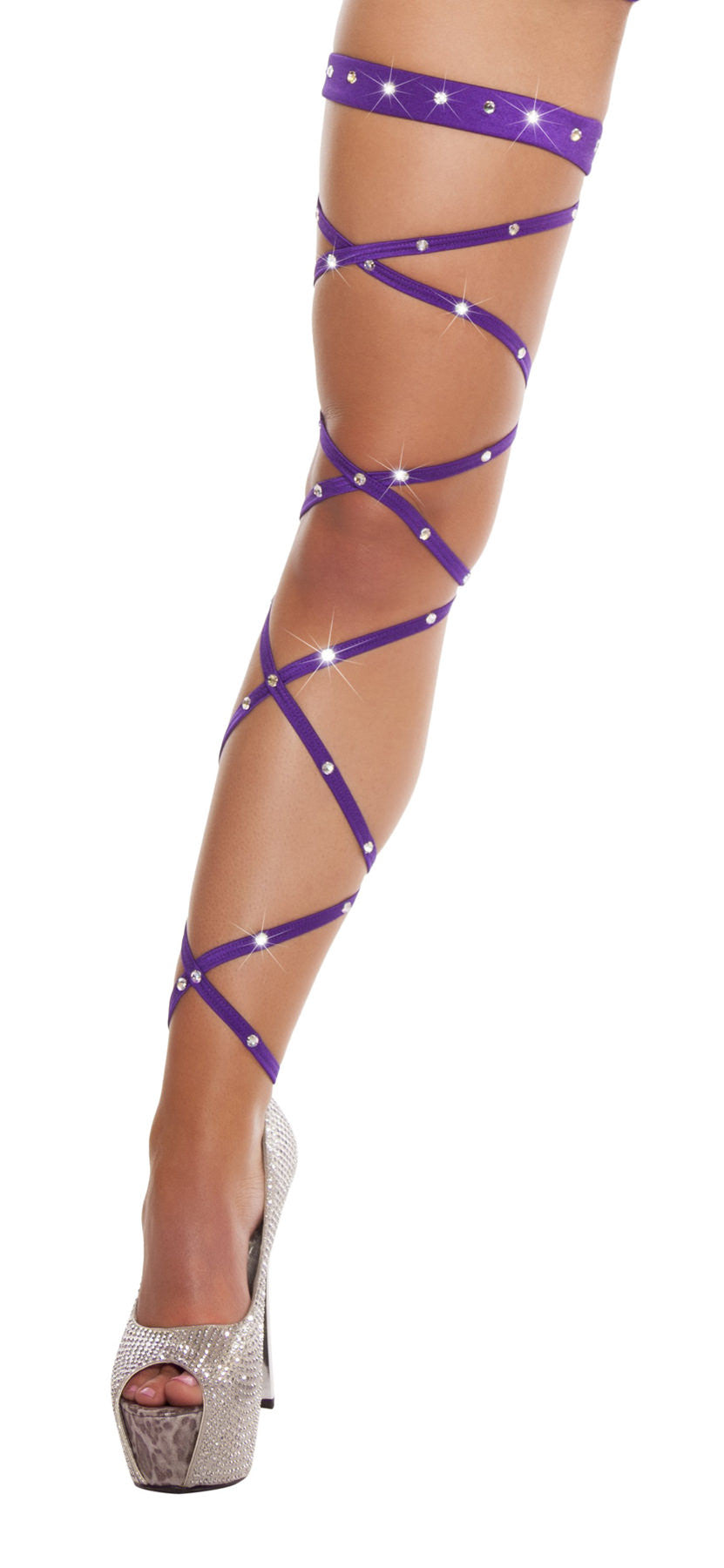 100" Solid Leg Strap with Attached Garter & Rhinestone Detail