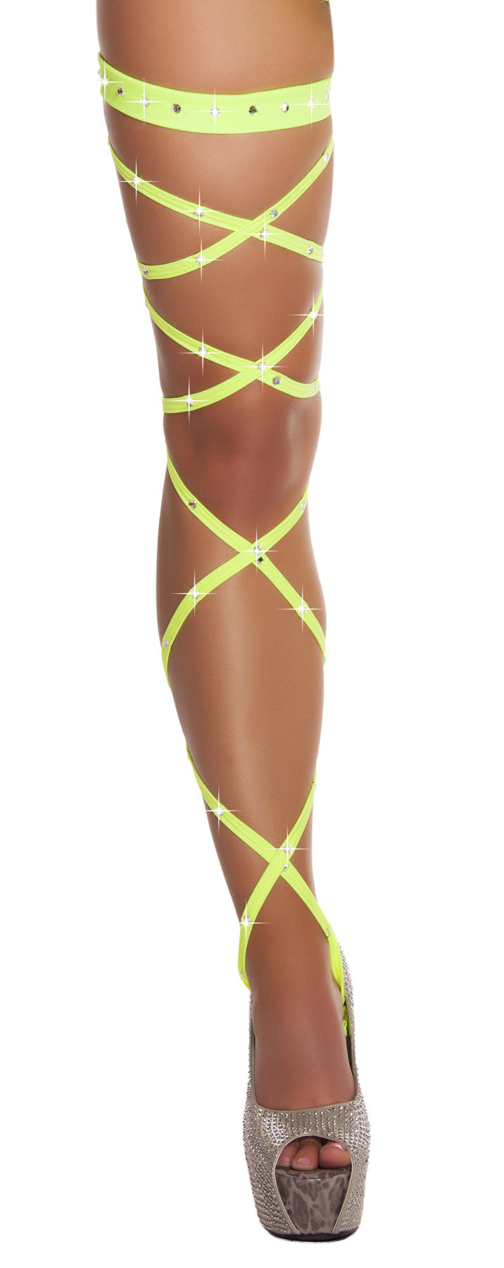 100" Solid Leg Strap with Attached Garter & Rhinestone Detail