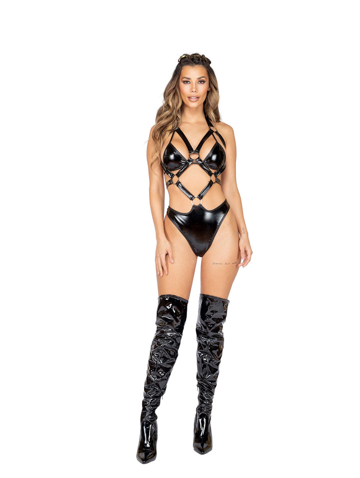 Latex Holster Romper with Ring Detail