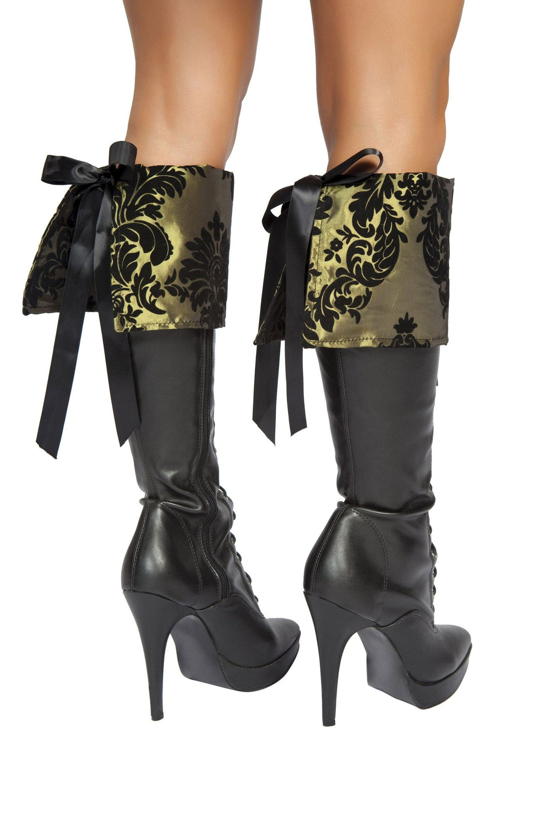 Green and Black Brocade Boot Covers