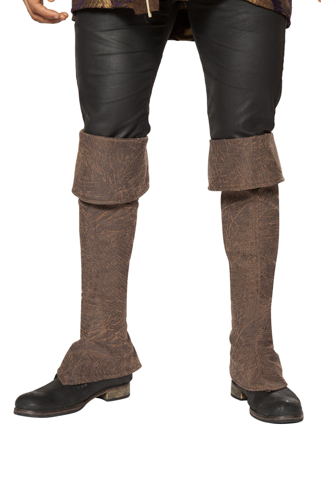 Brown Pirate Boot Covers with Zipper Detail