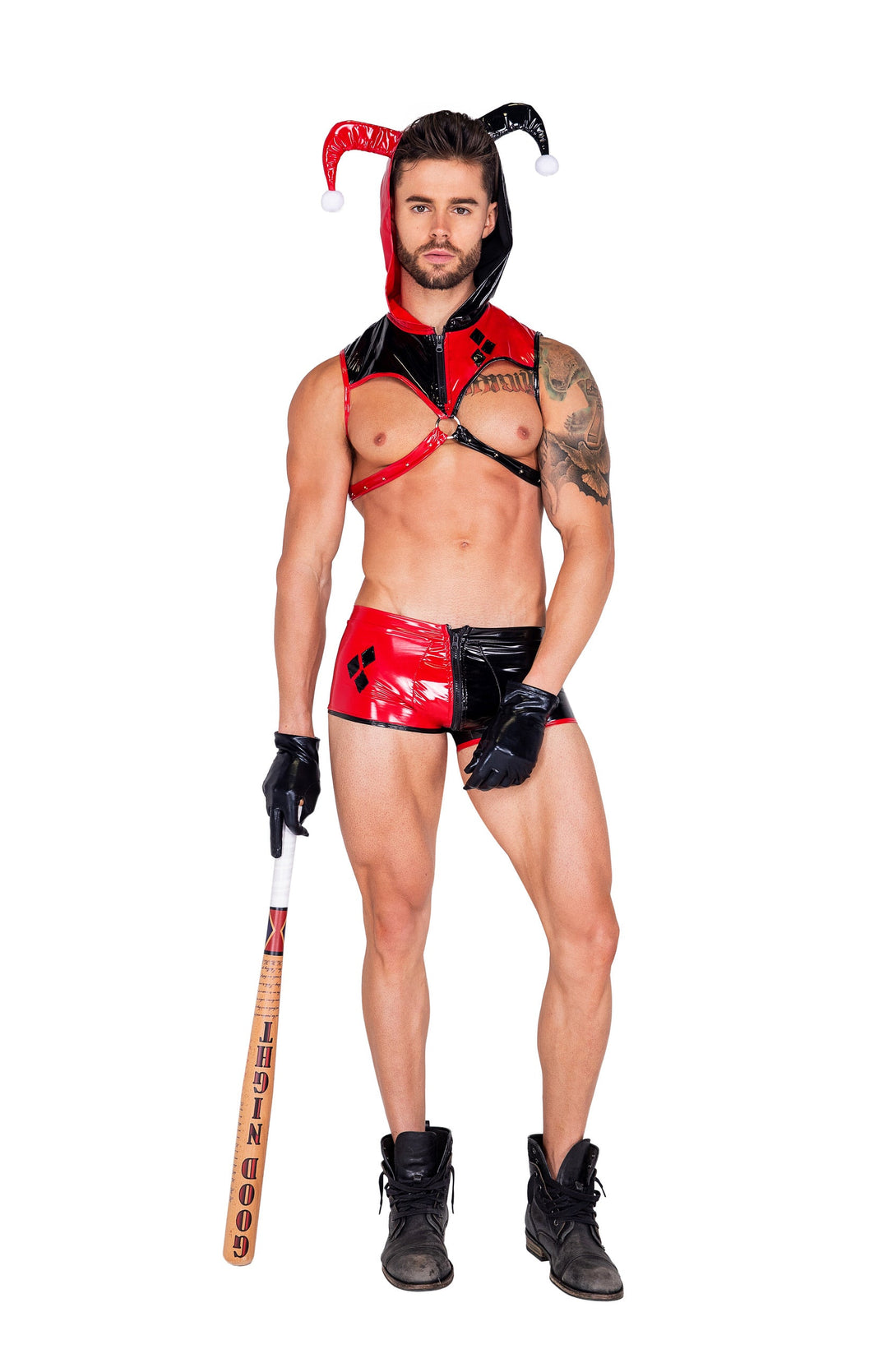 Men's Nobody's Fool Jester Hooded Harness and Shorts Costume