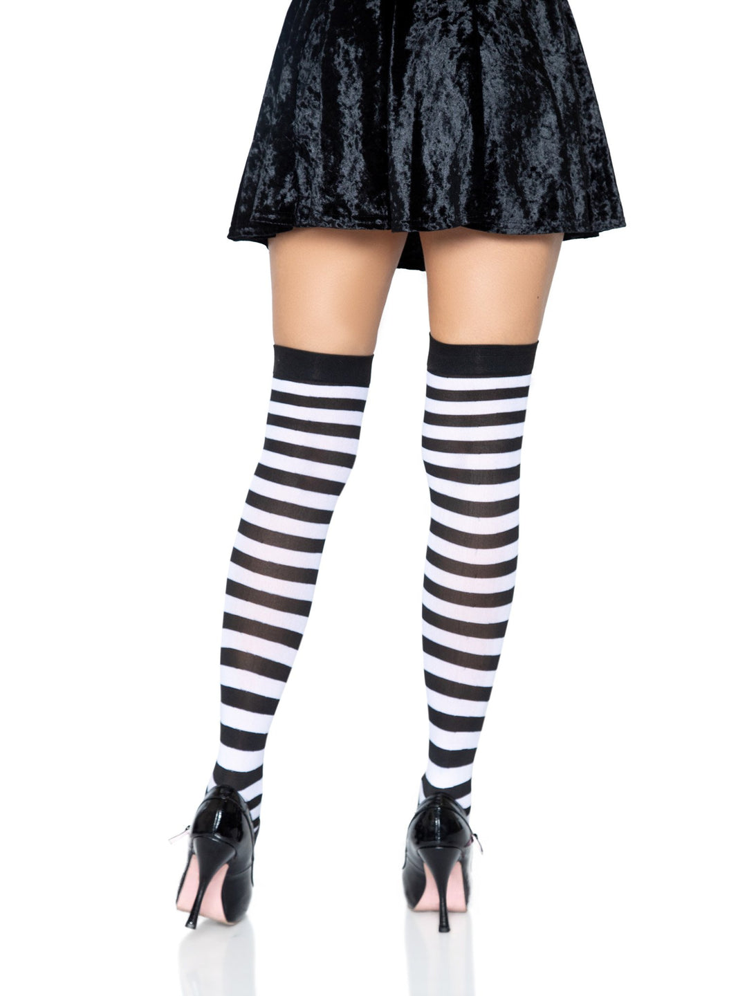 Striped Nylon Over the Knee Thigh High Stockings