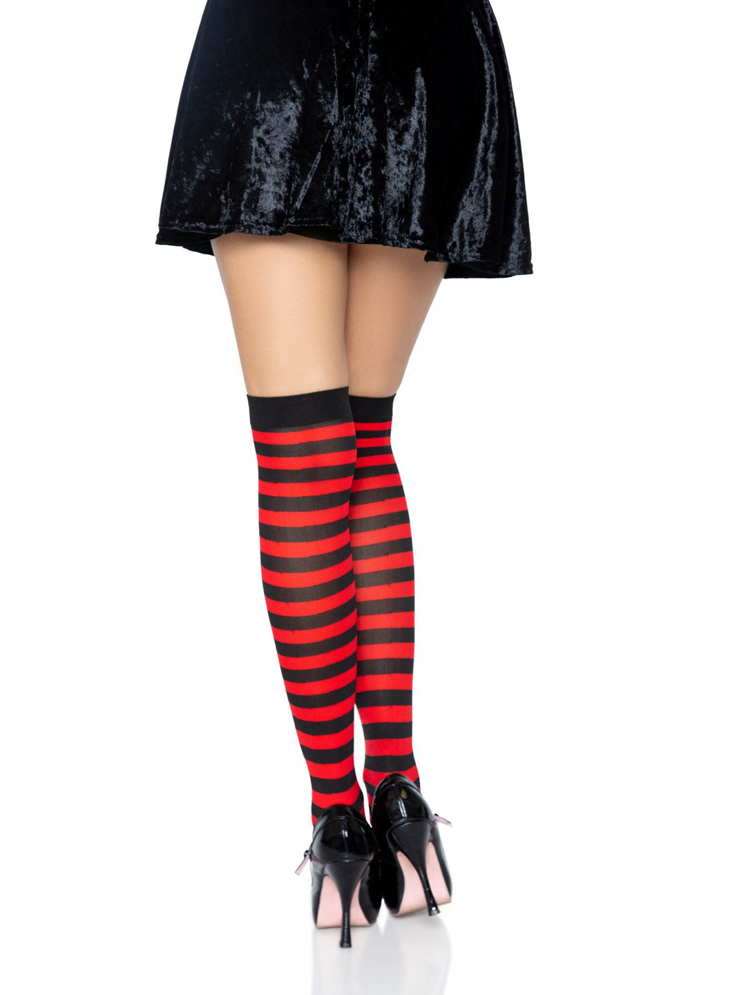 Striped Nylon Over the Knee Thigh High Stockings