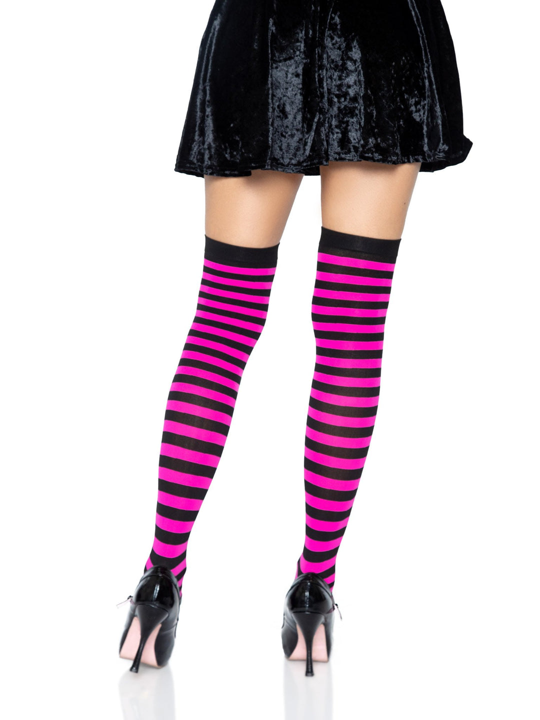 Striped Nylon Over the Knee Thigh High Stockings