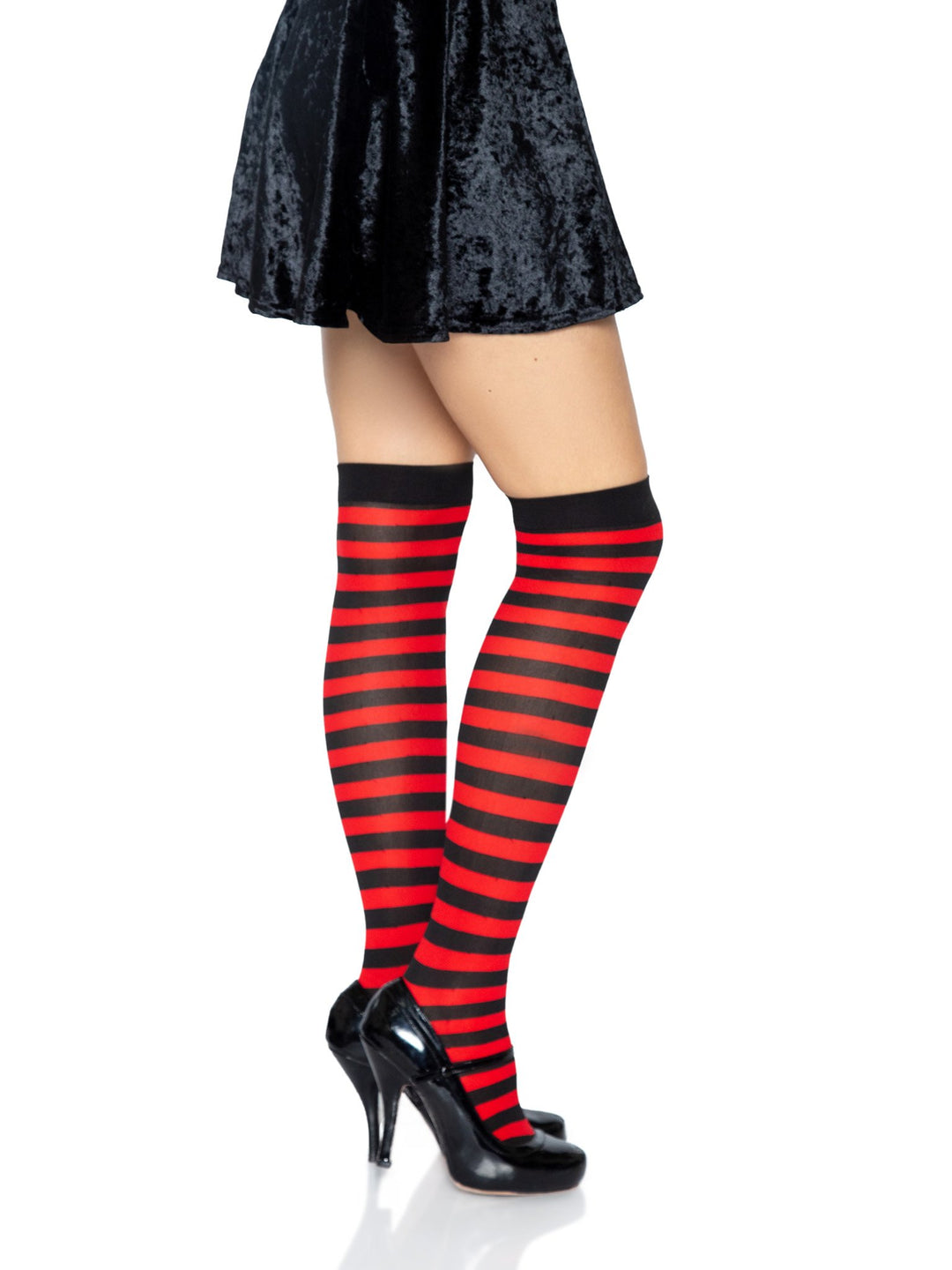 Striped Nylon Over the Knee Thigh High Stockings