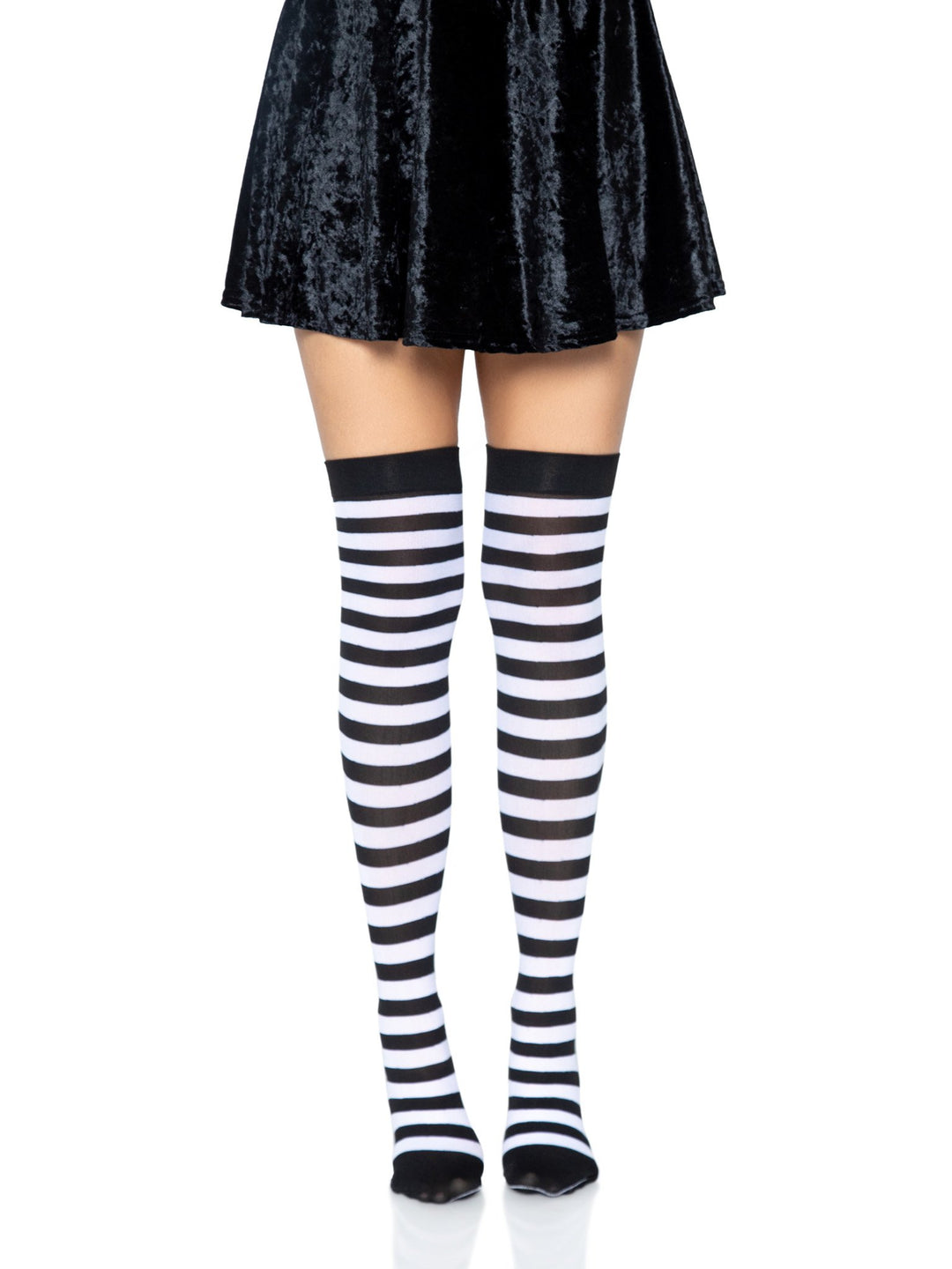 Striped Nylon Over the Knee Thigh High Stockings