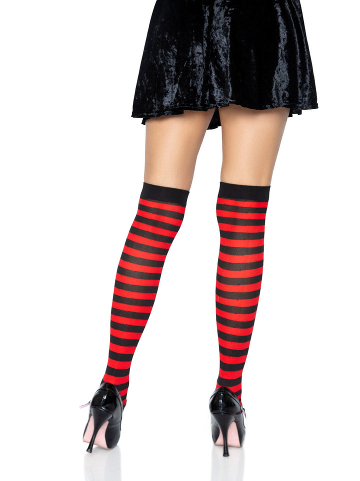 Striped Nylon Over the Knee Thigh High Stockings