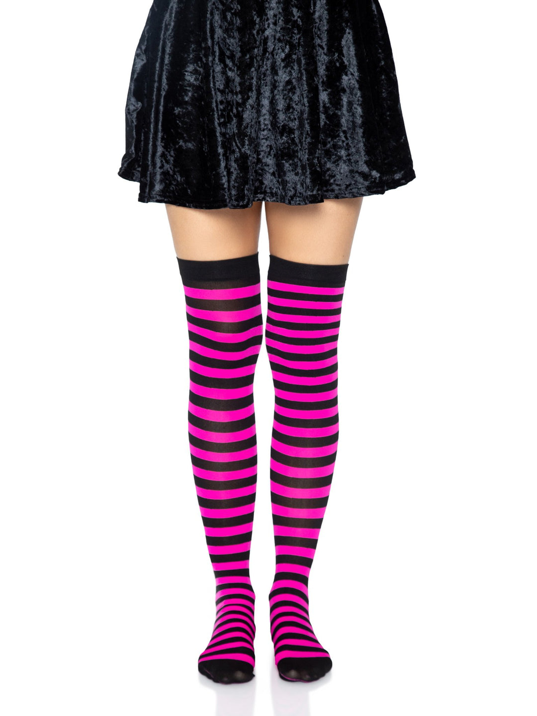 Striped Nylon Over the Knee Thigh High Stockings