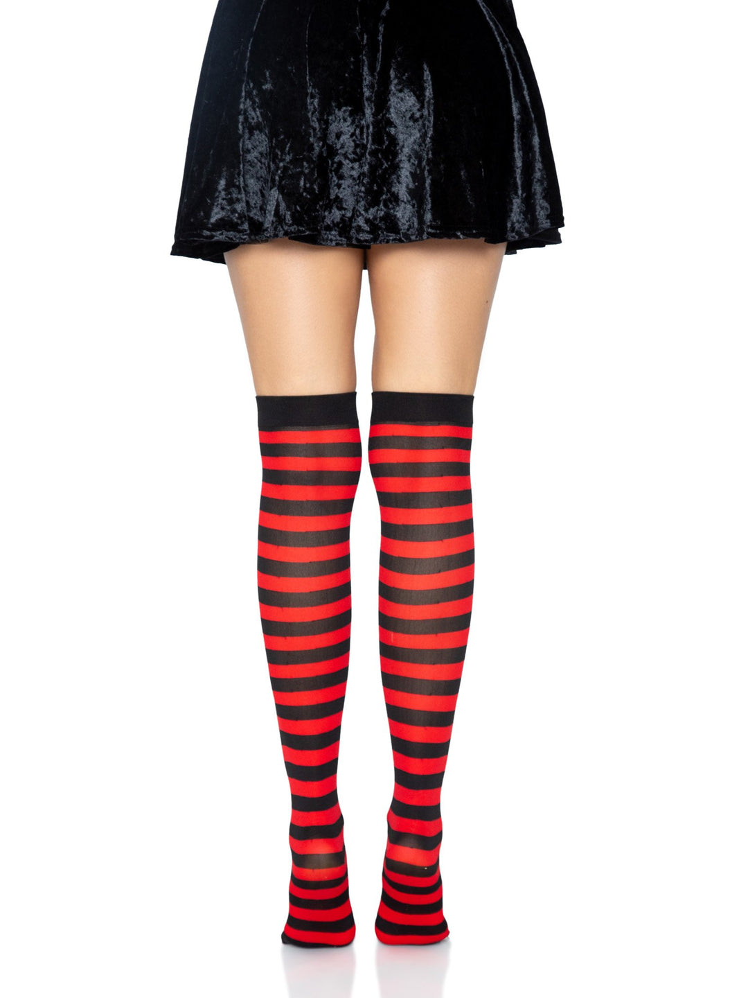 Striped Nylon Over the Knee Thigh High Stockings