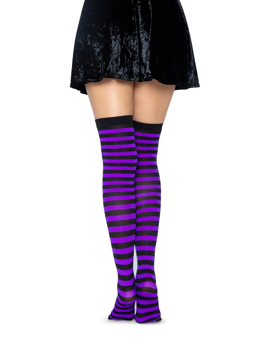 Striped Nylon Over the Knee Thigh High Stockings