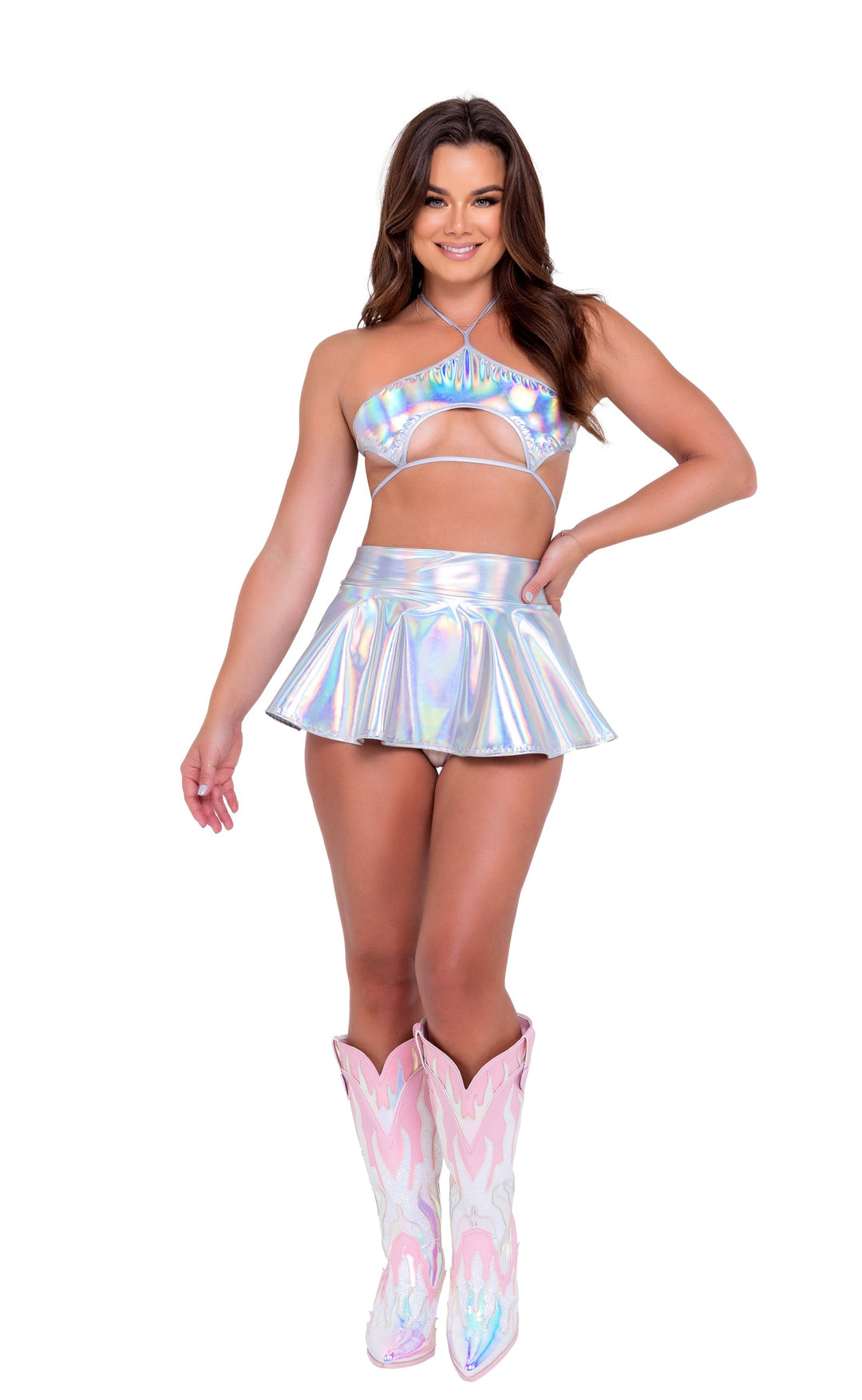 Holographic Keyhole Tie Top