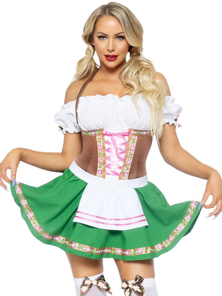 Oktoberfest Off the Shoulder Peasant Top Dress and Stocking with Bow Accent