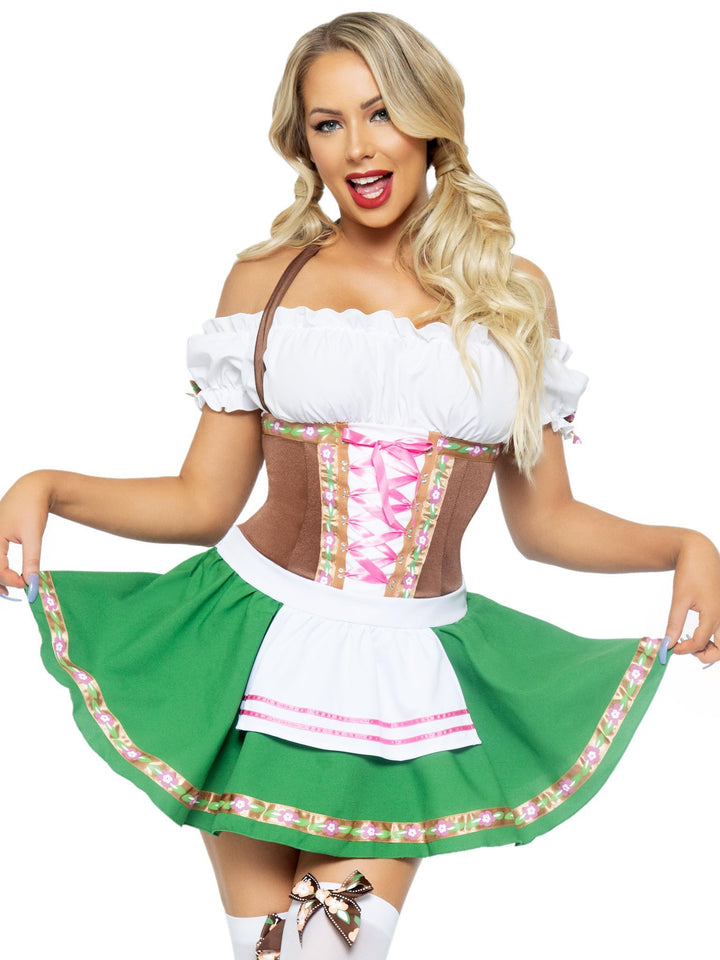 Oktoberfest Off the Shoulder Peasant Top Dress and Stocking with Bow Accent