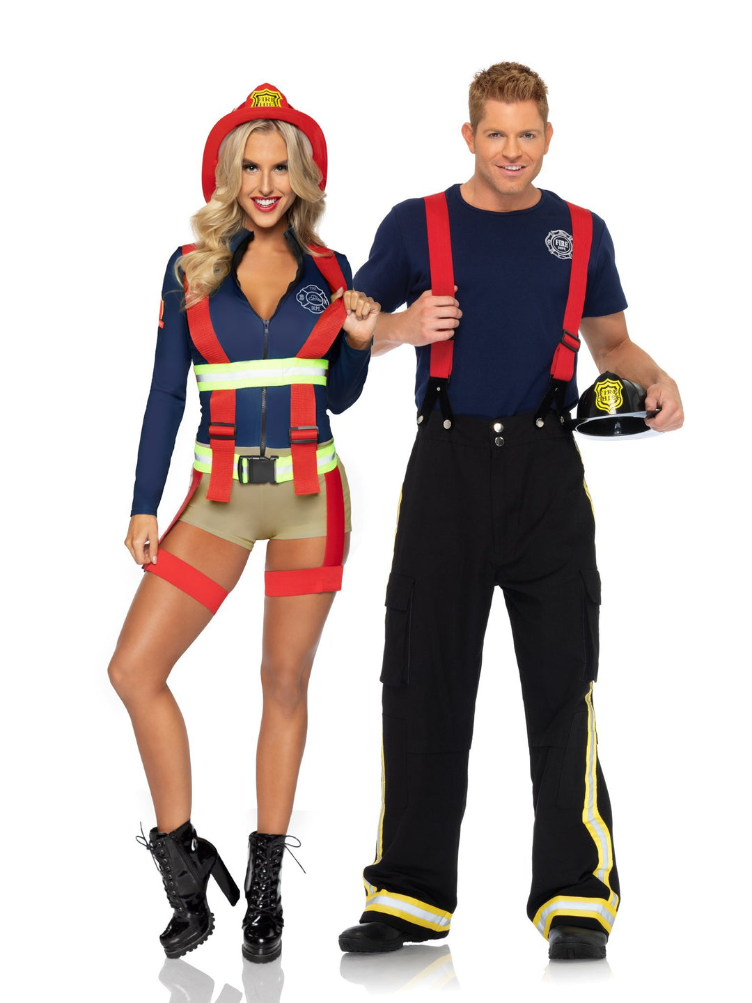 Hot Zone Firefighter Honey Romper with Reflective Garter Suspenders