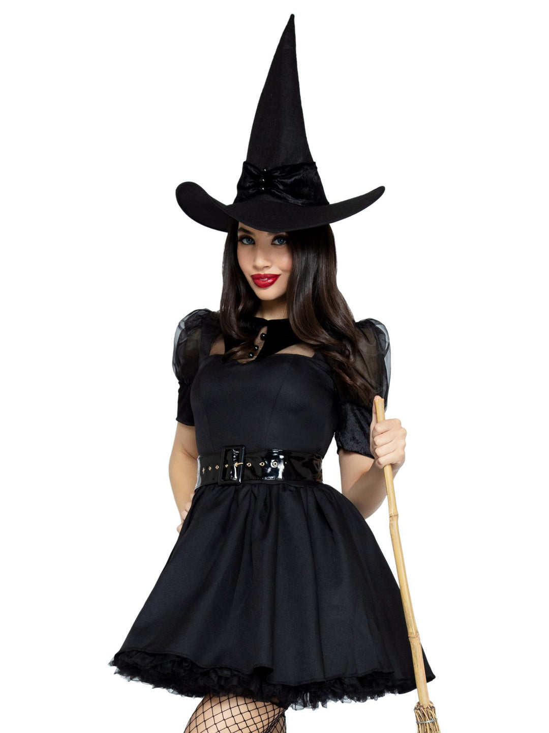 Bewitching Witch Vintage Style Dress with Organza Belt and Hat