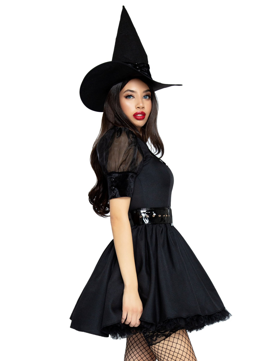 Bewitching Witch Vintage Style Dress with Organza Belt and Hat