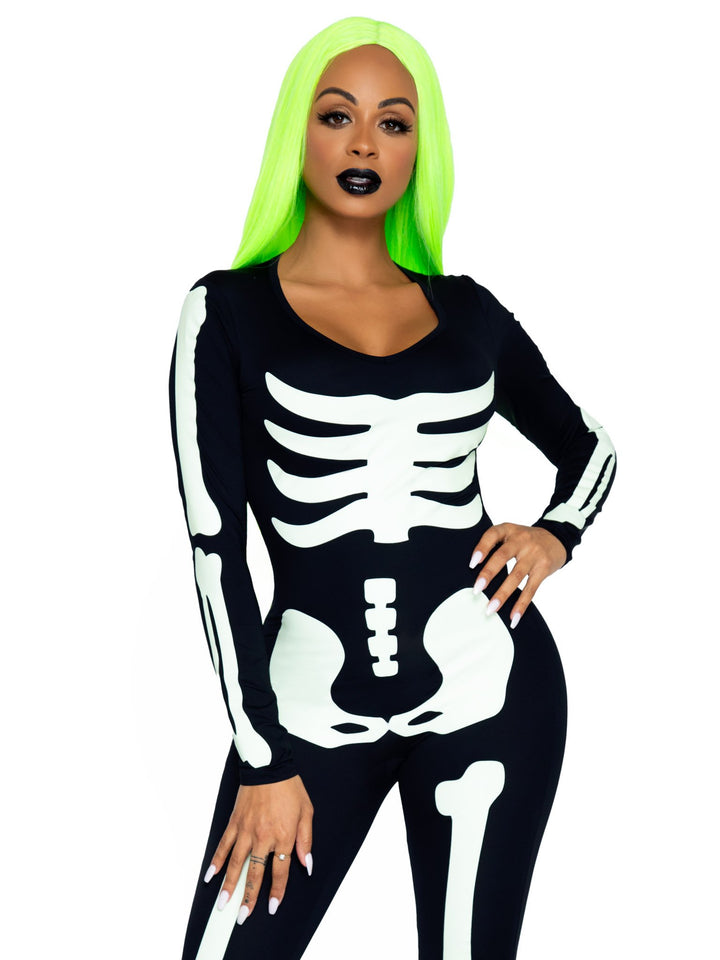 Skeleton Glow in the Dark Spandex Catsuit