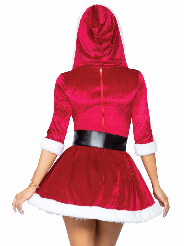 Sexy Mrs. Claus V-Neck Velvet hooded Dress and Belt