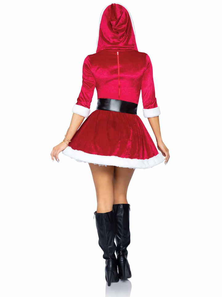 Sexy Mrs. Claus V-Neck Velvet hooded Dress and Belt