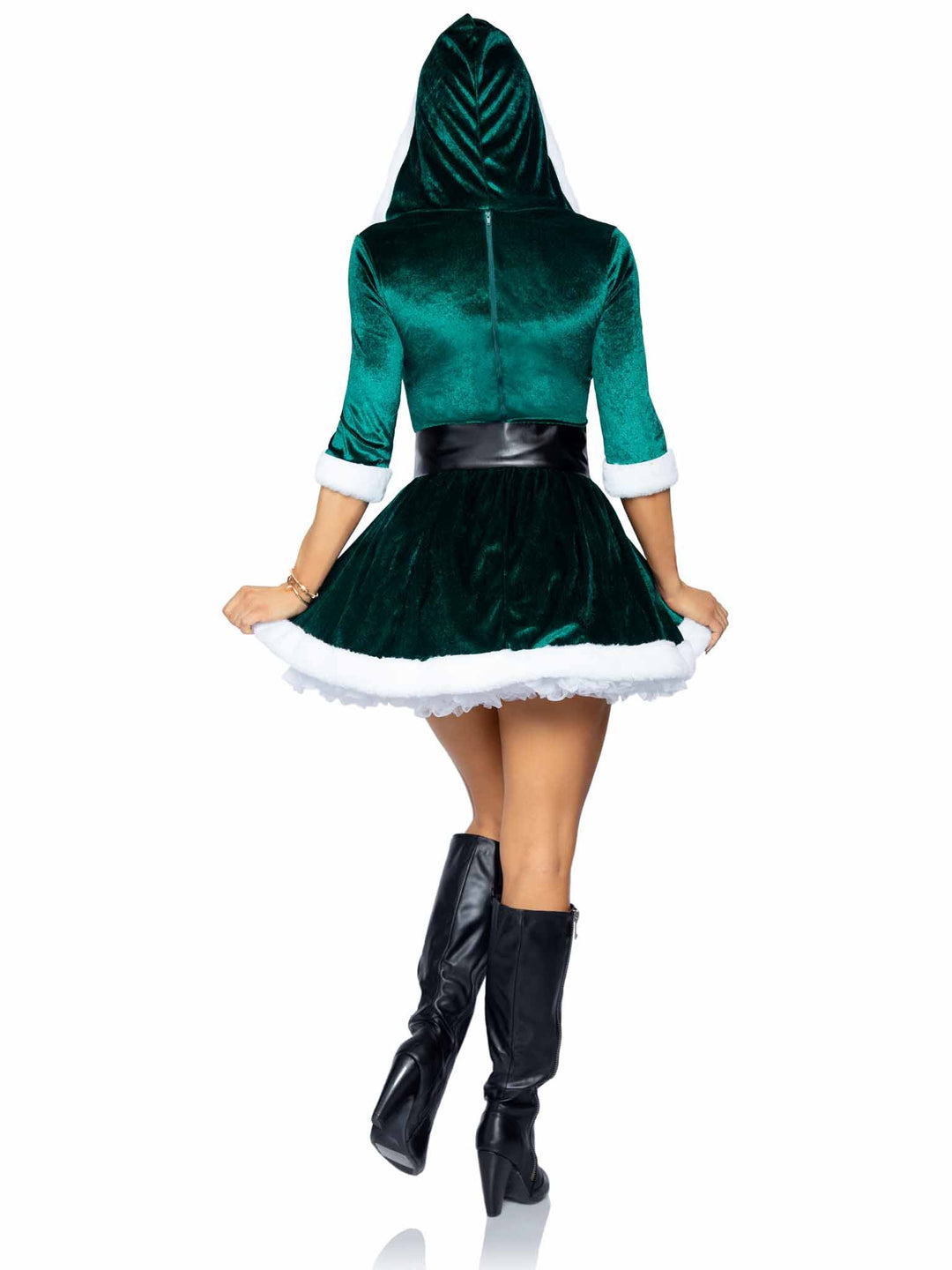 Sexy Mrs. Claus V-Neck Velvet hooded Dress and Belt