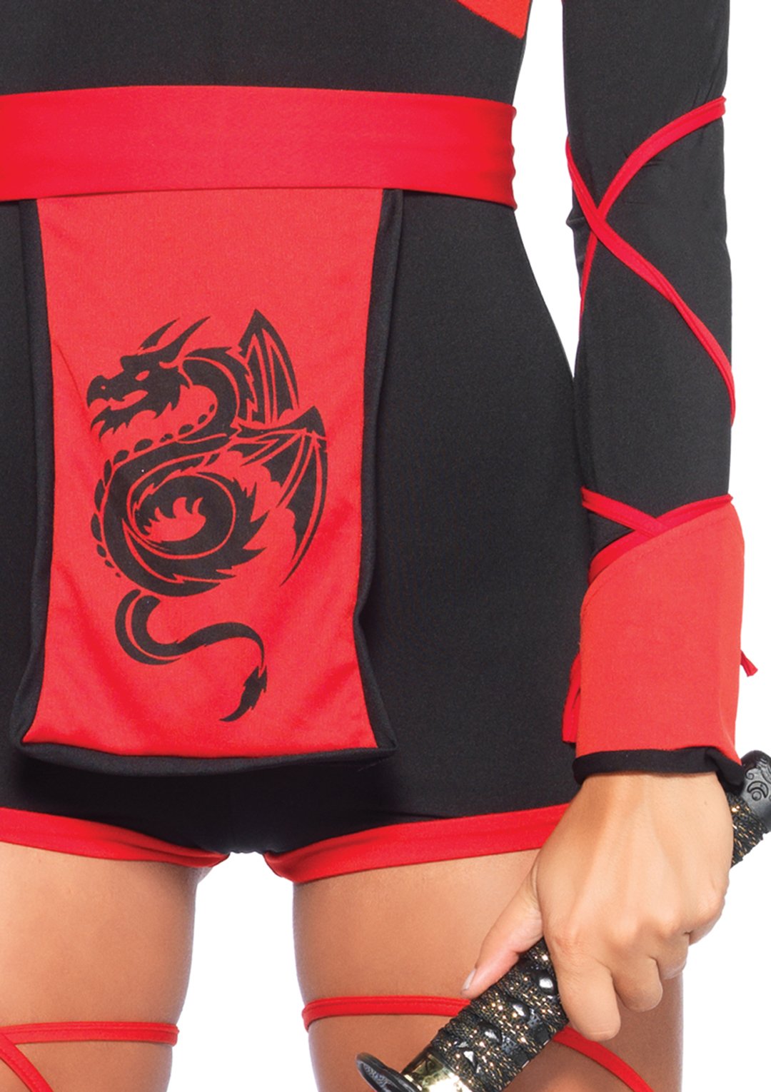Dragon Ninja Hooded Keyhole Romper with Sash and Face Mask