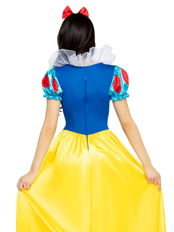 Classic Snow White Ball Gown with Lace Up Front and Satin Bow Headband