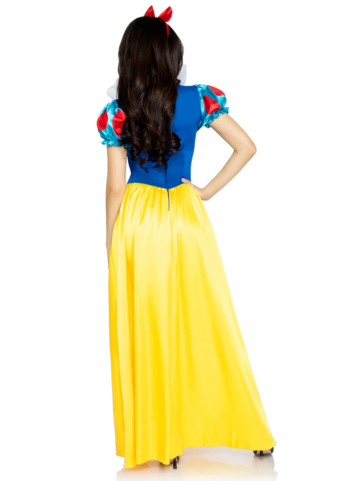 Classic Snow White Ball Gown with Lace Up Front and Satin Bow Headband