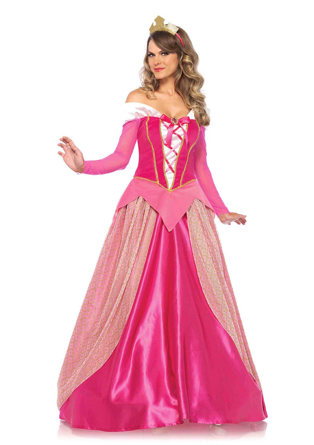 Sleeping Princess Off the Shoulder Long Ball Gown with Golden Crown