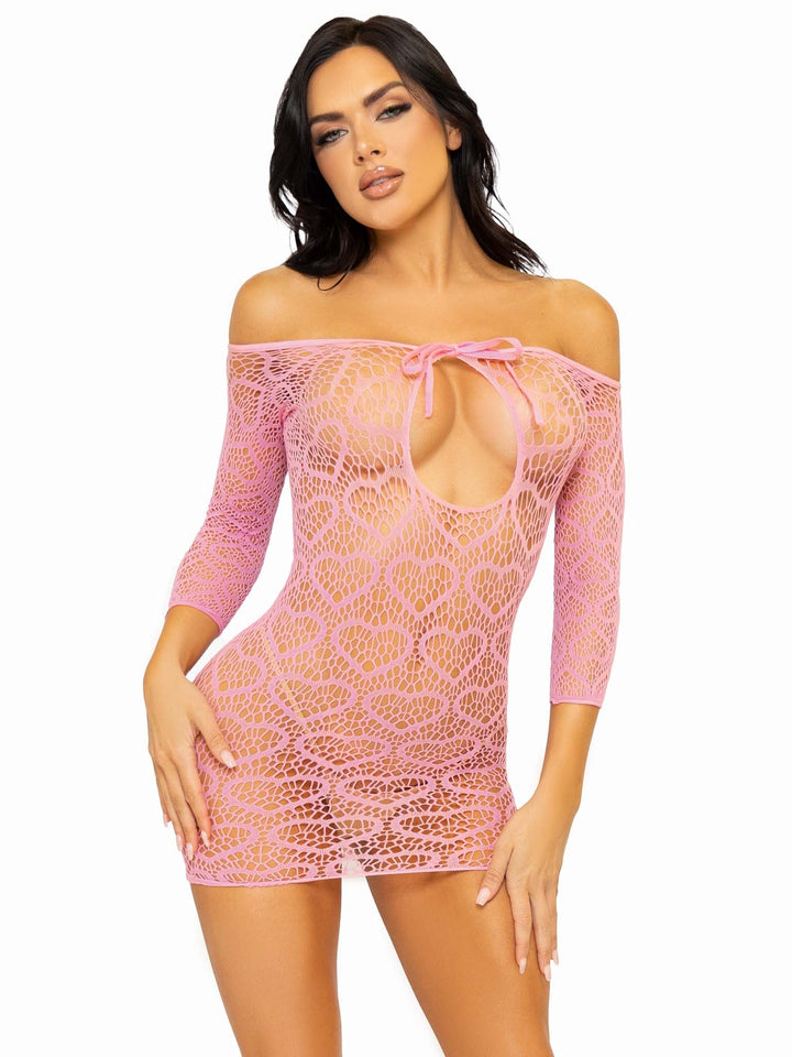 color_pink | Modern Love Heart Net Dress