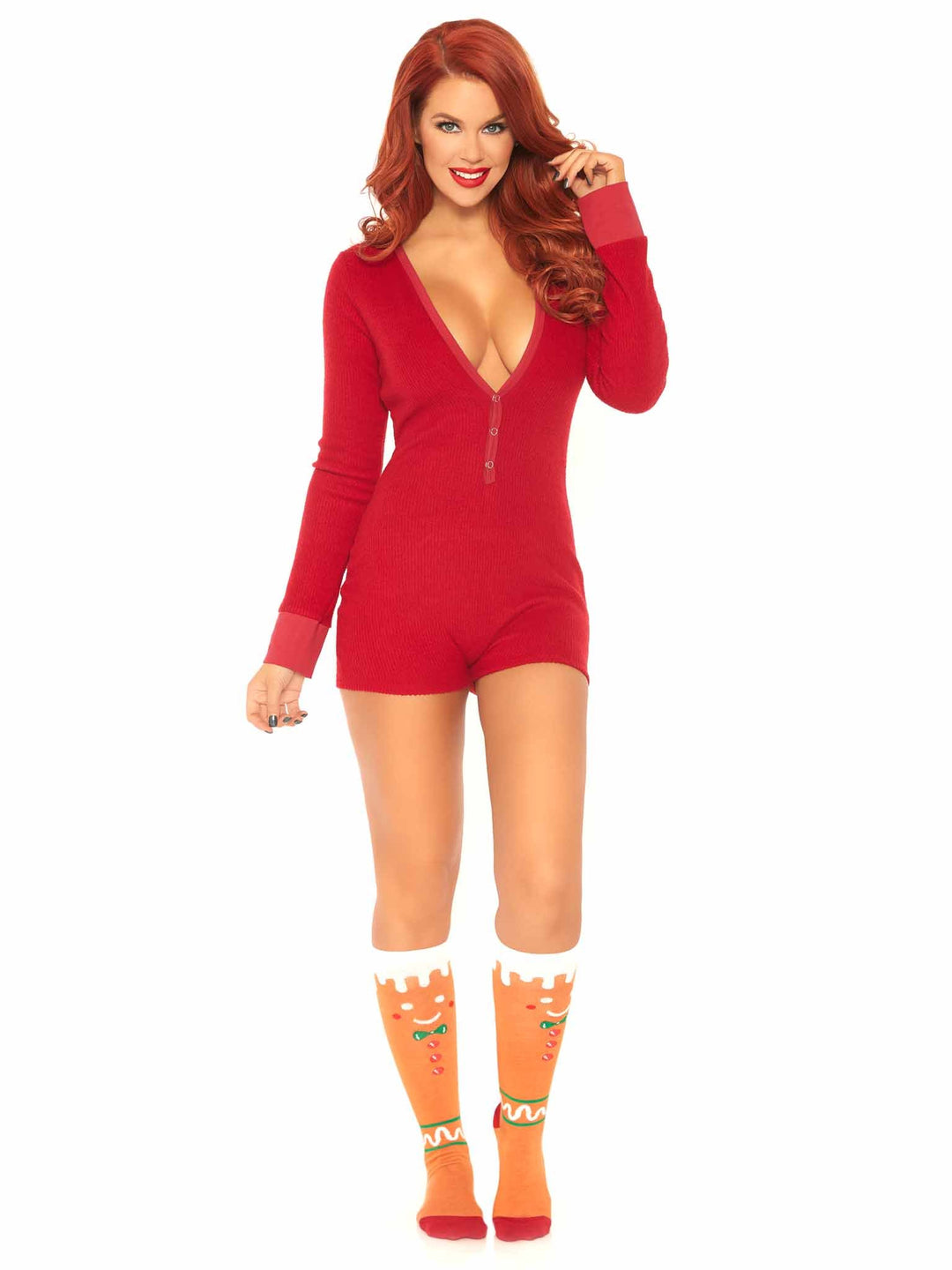 Long John Ribbed Romper with Back Flap