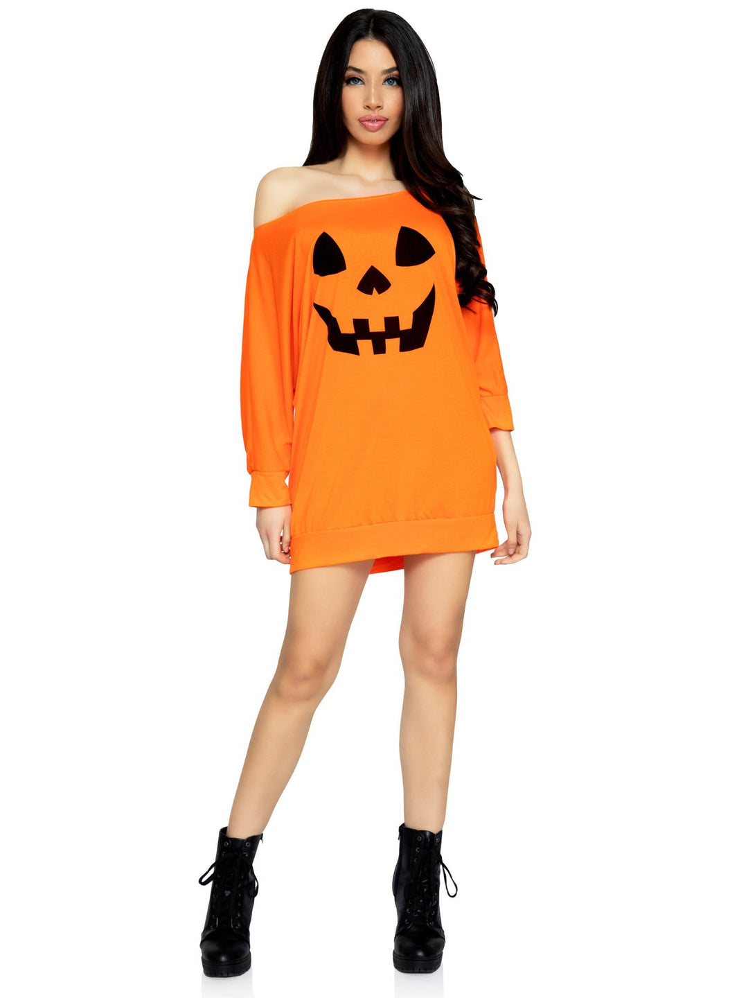 Pumpkin Off The Shoulder Sweatsuit Mini Dress