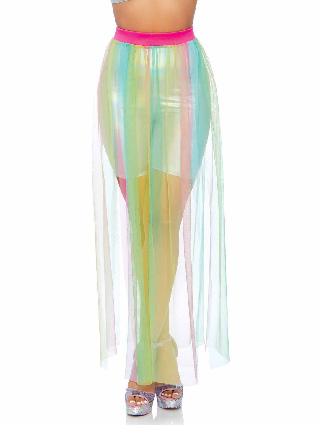 Flowy Multi Slit Sheer Full-Length Skirt