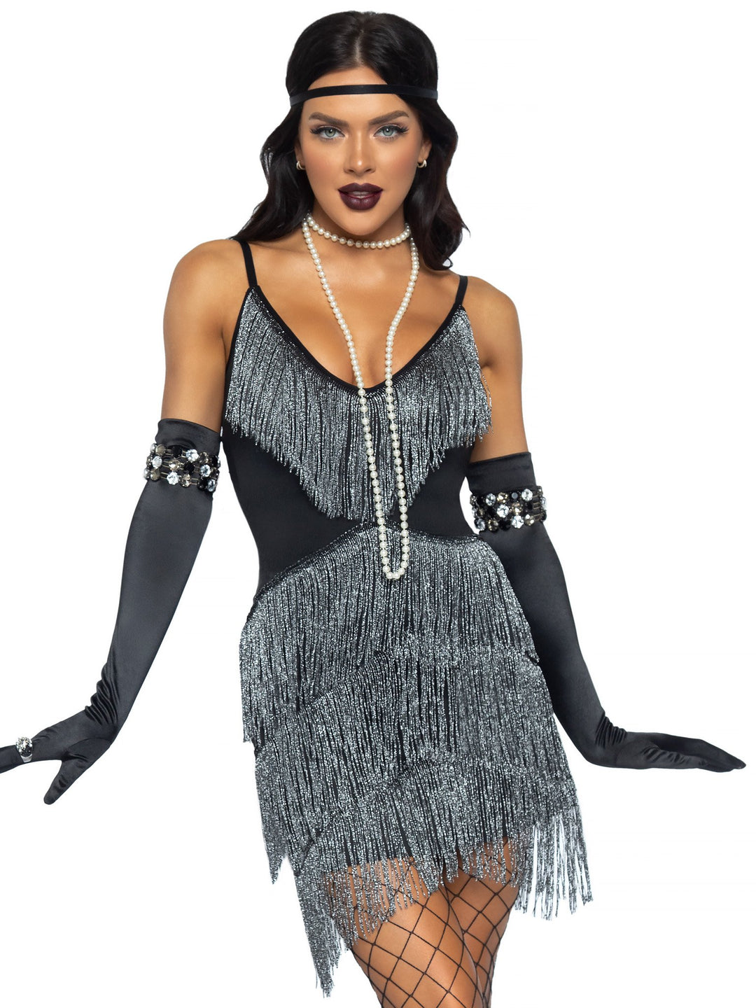 Sexy Deep V-Neck Shimmer Fringe 1920's Flapper Dress