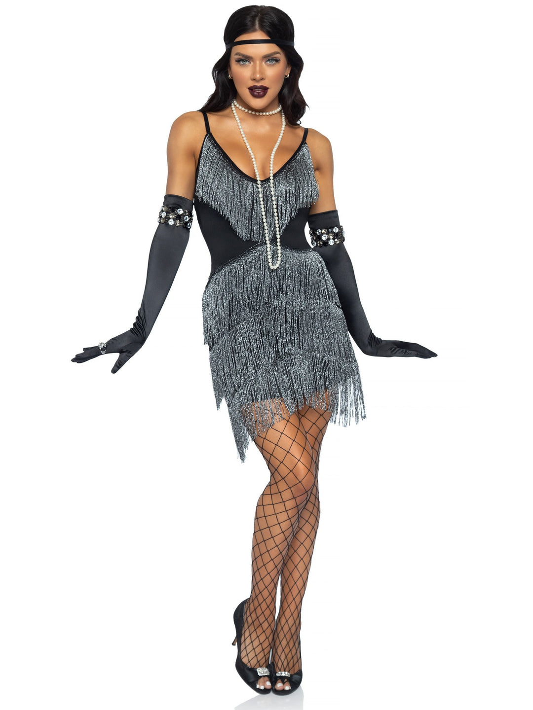 Sexy Deep V-Neck Shimmer Fringe 1920's Flapper Dress