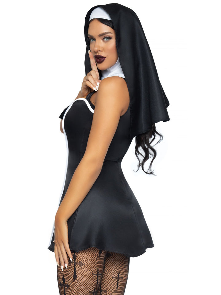 Naughty Nun Mini Dress with Cross Accent and Nun Habit
