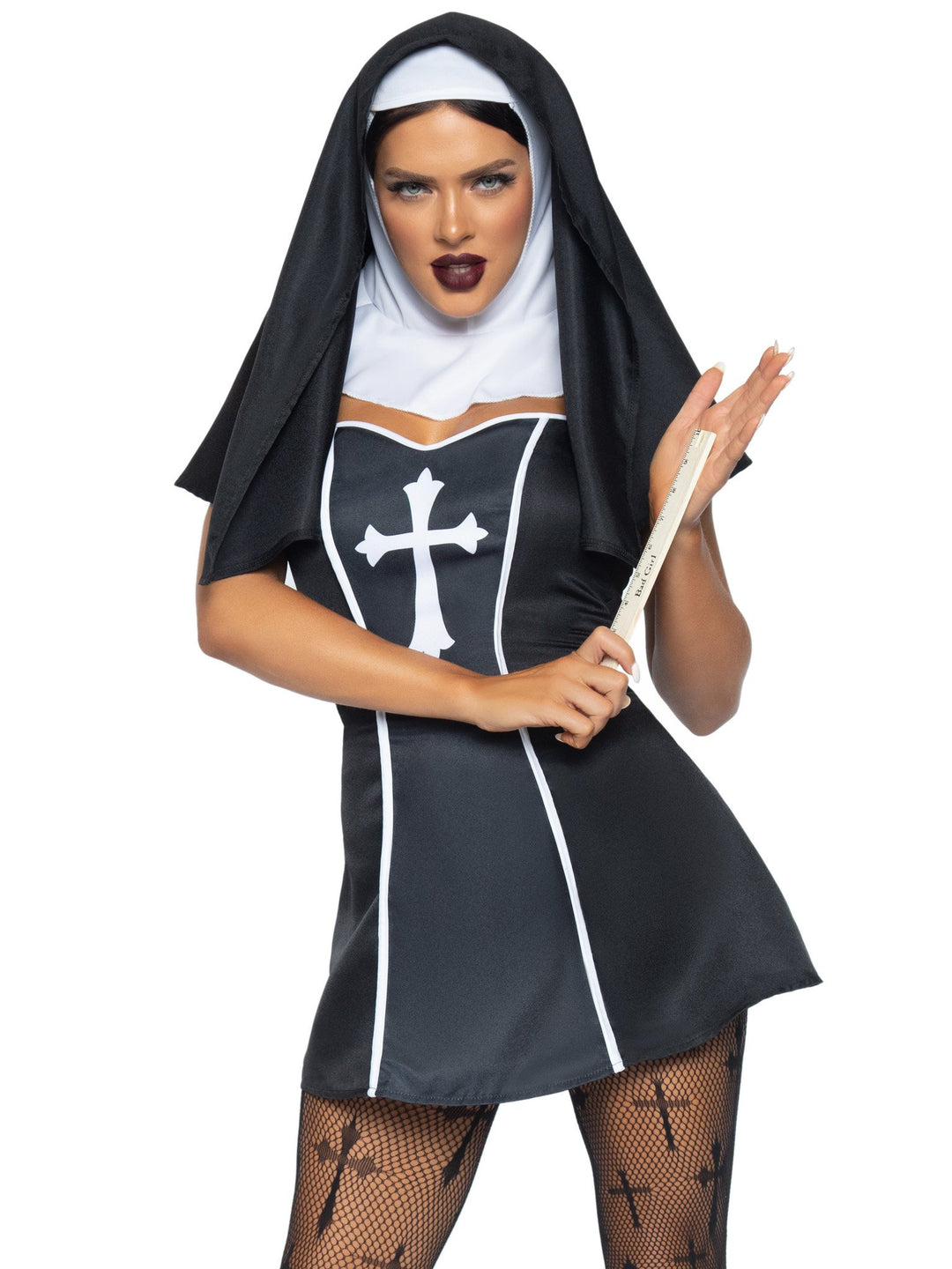 Naughty Nun Mini Dress with Cross Accent and Nun Habit